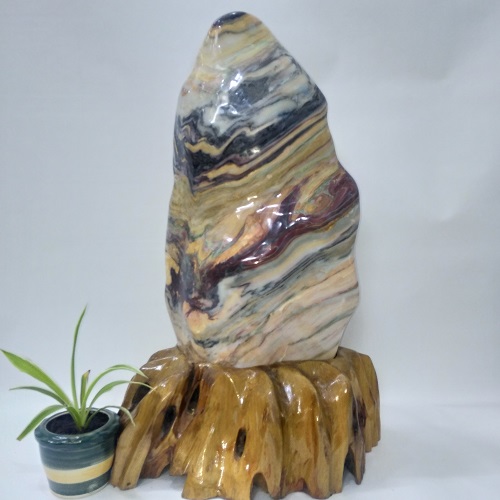 Đá phong thủy Serpentine ngũ sắc CD014